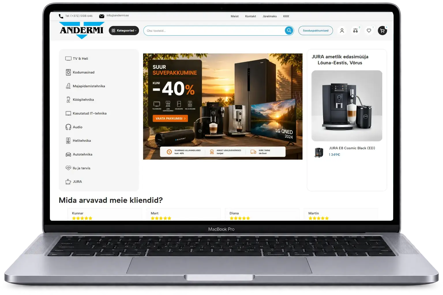 andermi.ee kuvatuna MacBook Pro ekraanil