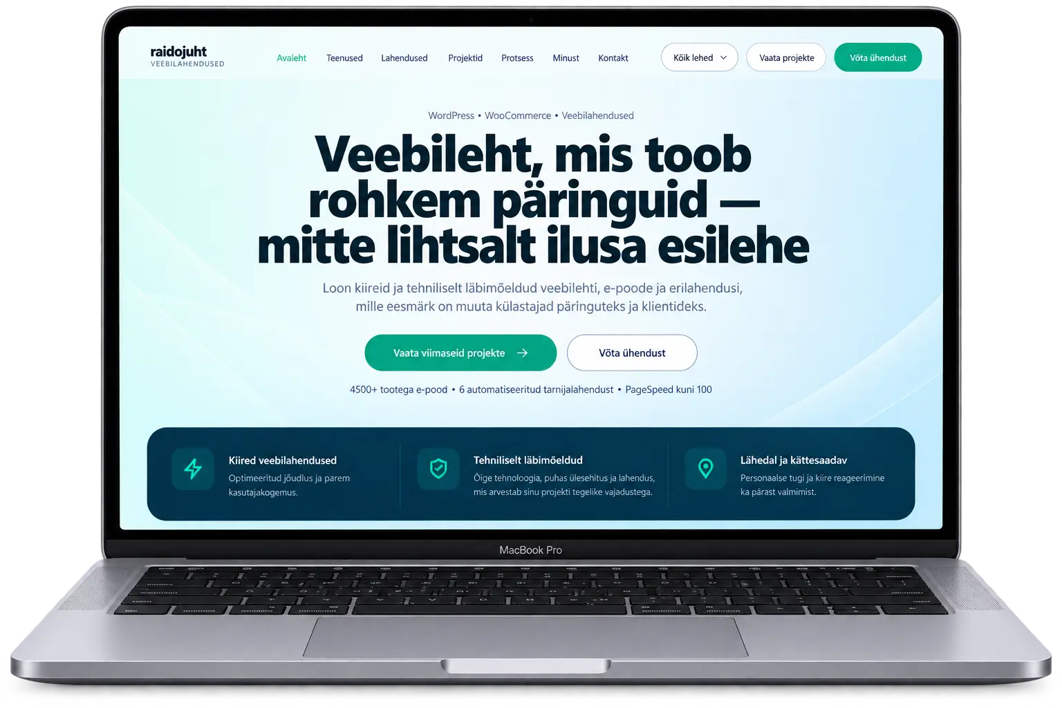 raidojuht.ee kuvatuna MacBook Pro ekraanil